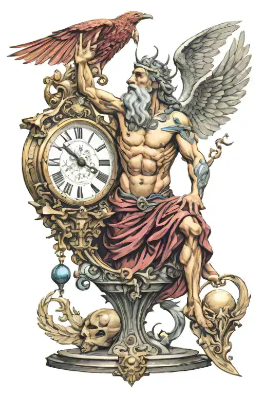 Olymmpian God Chronos controlling time tattoo design idea