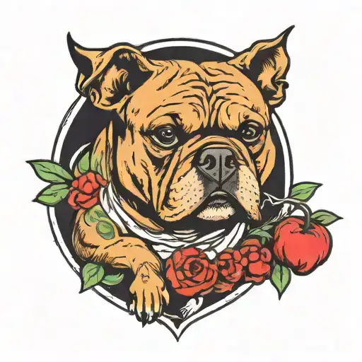 American bully in a chef cooking tattoo design idea