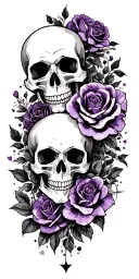 wedding, black, dark purple, skulls, love, veteran tattoo design idea