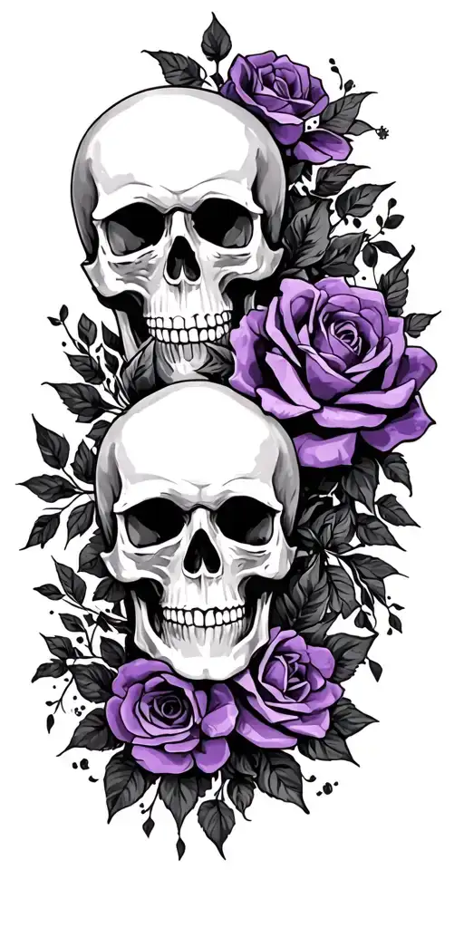 wedding, black, dark purple, skulls, love, veteran tattoo design idea