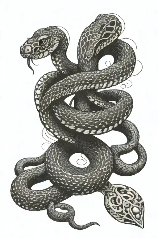 snake with  money   tattoo design idea