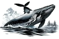humpback whale jumping tattoo design idea
