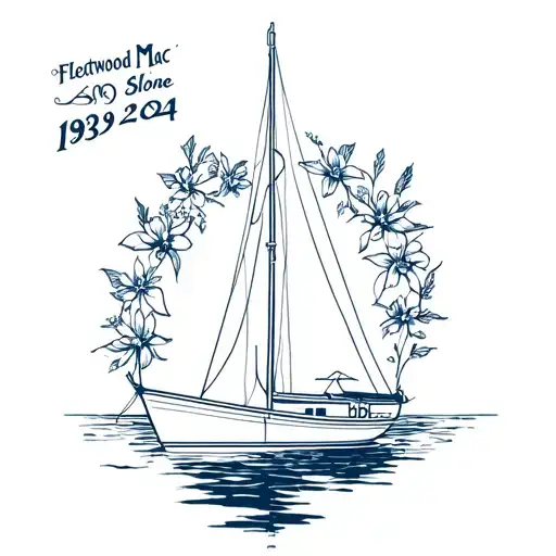 1939 - 2024. Boats. Sailing. Flowers. Fleetwood Mac. Sloe gin. tattoo design idea