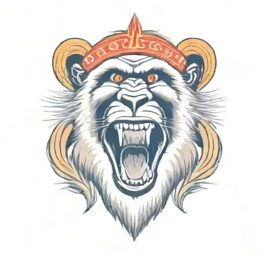 face of baboon yelling profil tattoo design idea