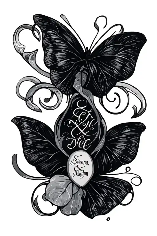 "Sienna & Madison" Negative Space tattoo design idea