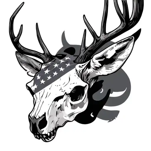 deer skull that is American flag tattoo design idea