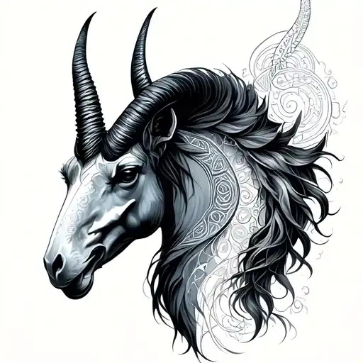 capricorn and Aquarius zodiac sign tattoo design idea