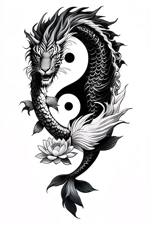 Dragon, Tiger, Koi Fish, Cherry Blossoms, Lotus Flower, Yin & Yang, kurapikas, chains tattoo design idea