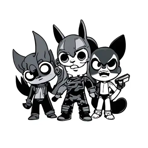 90s cartoon characters tattoo design idea