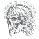 Roman Warrior skull tattoo design idea