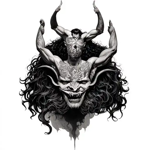 Male Chest tattoo: that painting where arcangel michael stands on the head of satan tattoo design idea