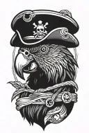 parrot with pirate hat and eye patch  tattoo design idea