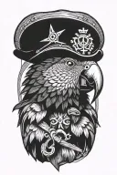 parrot with pirate hat and eye patch  tattoo design idea
