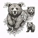 a bear with 2 cubs taty tattoo design idea