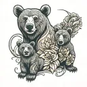 a bear with 2 cubs taty tattoo design idea