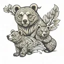 a bear with 2 cubs taty tattoo design idea