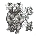 a bear with 2 cubs taty tattoo design idea