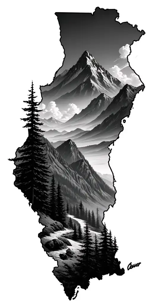 state of georgia mountains and biblical references tattoo design idea