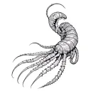 flexible internal shell, segmented soft bodies, siphons, joint appendages, tentacles,camouflage, and claws for fighting tattoo design idea
