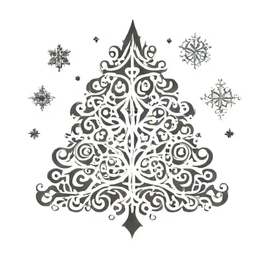 A Christmas tree made of intricate snowflakes and ornaments tattoo design idea