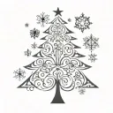 A Christmas tree made of intricate snowflakes and ornaments tattoo design idea