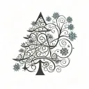 A Christmas tree made of intricate snowflakes and ornaments tattoo design idea