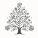 A Christmas tree made of intricate snowflakes and ornaments tattoo design idea