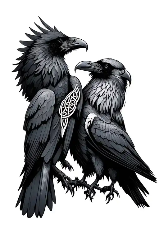two Celtic ravens facing each other  tattoo design idea