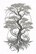 dragon and tree in square tattoo design idea