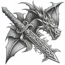 Dagger with a dragon circling like a Karma tattoo design idea