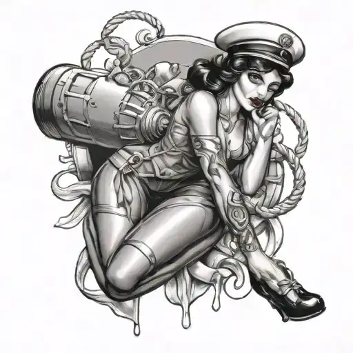 navy pinup girl tattoo design idea