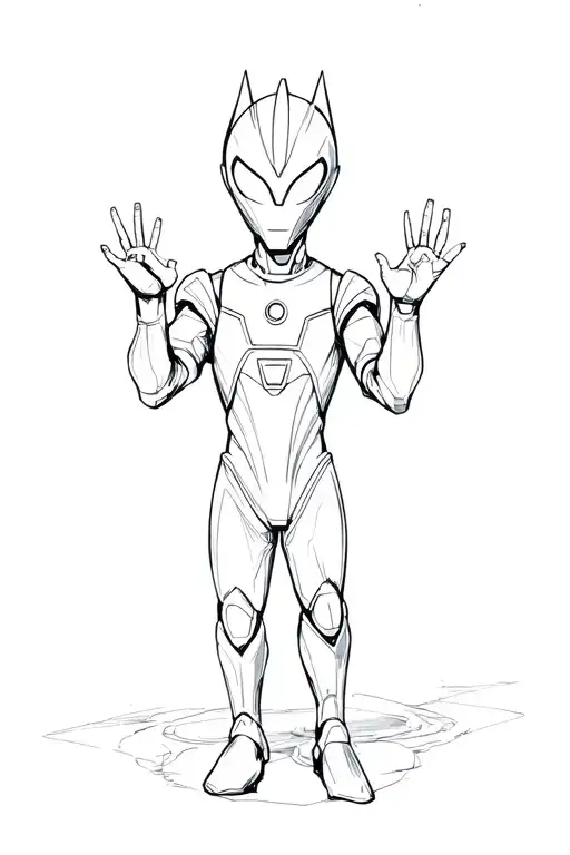 I want a tattoo of Ultraman Chibi doing the pipular ultraman pose, in honor of my deceased nephew tattoo design idea
