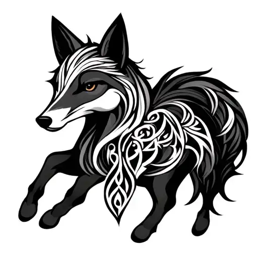 fox and pony irish tribal symbols tattoo design idea