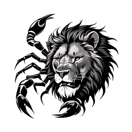 SCORPIO MY WIFE FARAH ATLAS BLACK WHITE KAWASAKI BRAVE LOYAL LION tattoo design idea