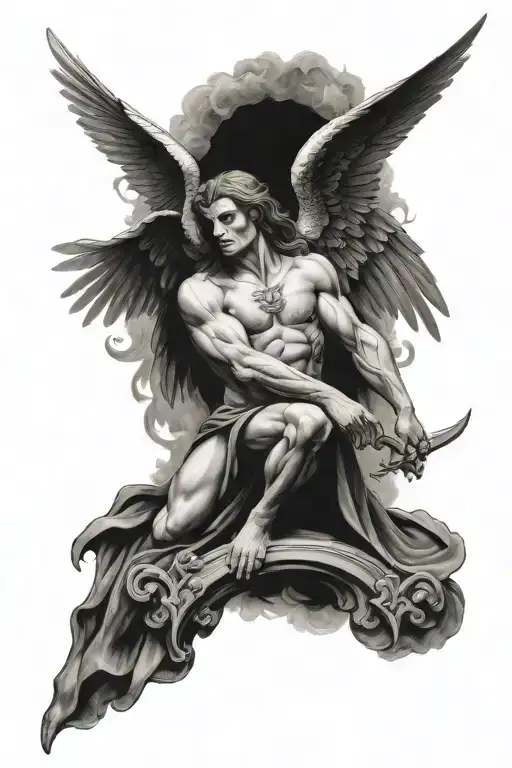 arch angel michael killing lucifer tattoo design idea