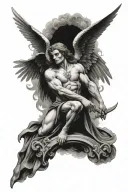 arch angel michael killing lucifer tattoo design idea