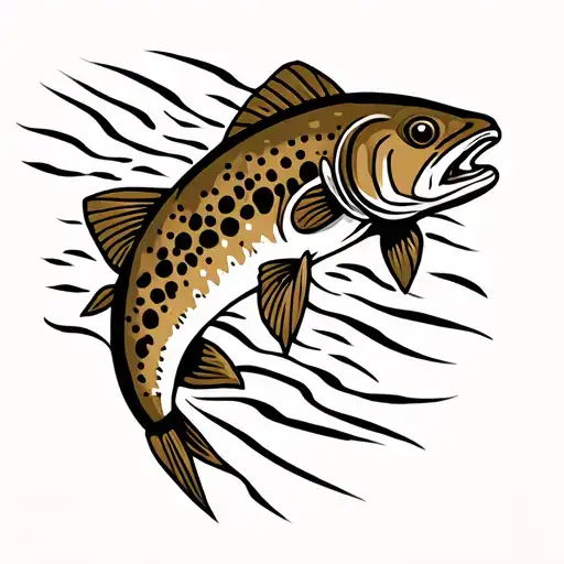 brown trout tattoo design idea