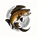 brown trout tattoo design idea