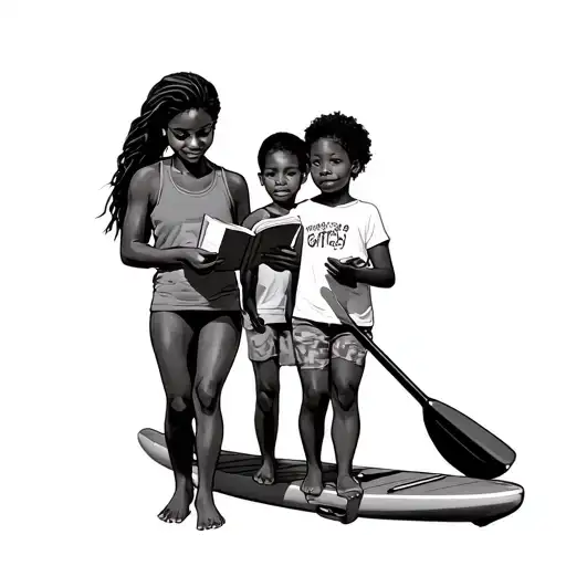 Sarcastic 47 year old white female math/pe teacher with two black kids who likes to read, hike, paddleboard tattoo design idea