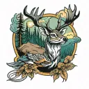 deer mountain forest gun duck tattoo design idea