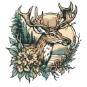 deer mountain forest gun duck tattoo design idea