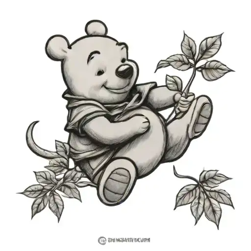 Winnie the Pooh with pot leaf tattoo design idea