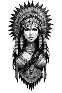 Aztec female warrior woman tattoo design idea