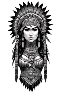 Aztec female warrior woman tattoo design idea