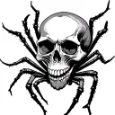 goth skull spider crawling tattoo design idea