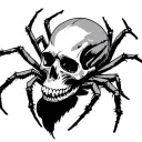 goth skull spider crawling tattoo design idea