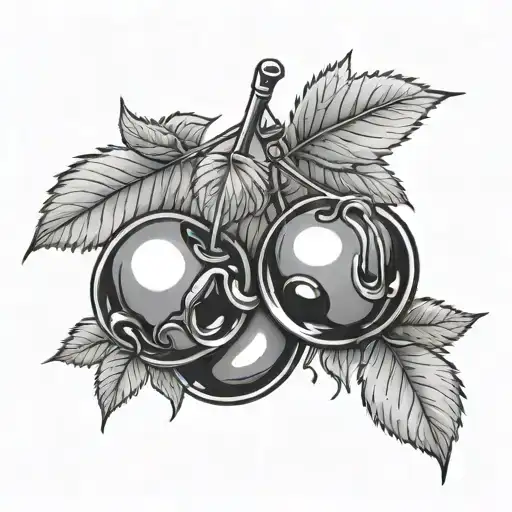 cherries with eyelashes floating in the air tattoo design idea