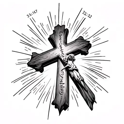 cross with colossians 3:14-17 written as the side of the cross and 3-3-22 as the top of the cross tattoo design idea