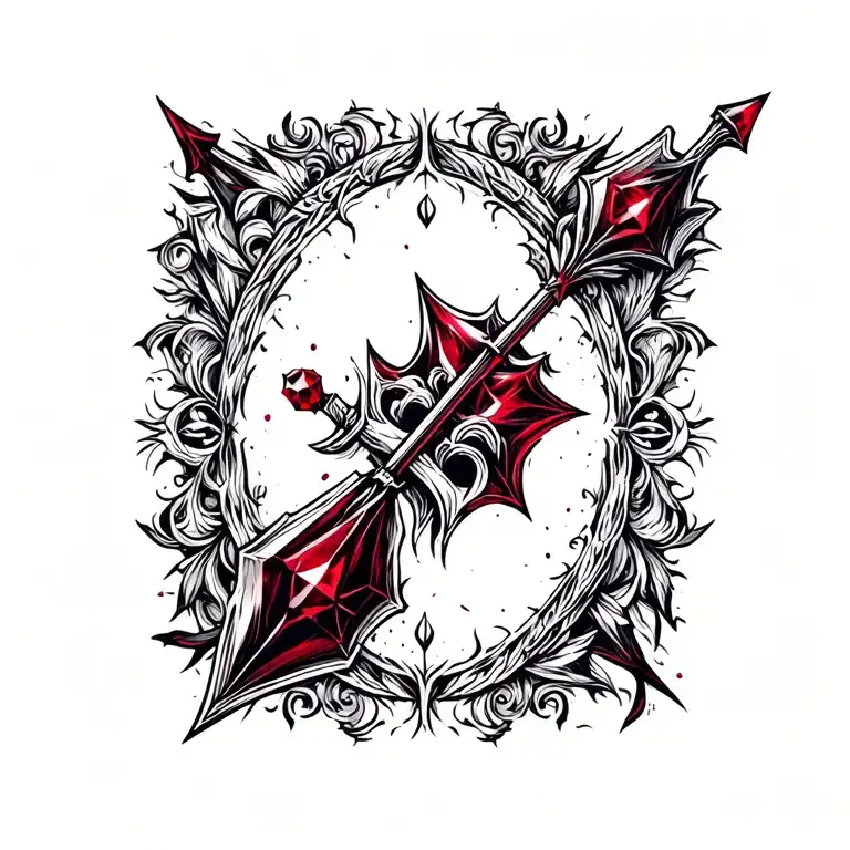 arrow with red ruby tattoo design idea