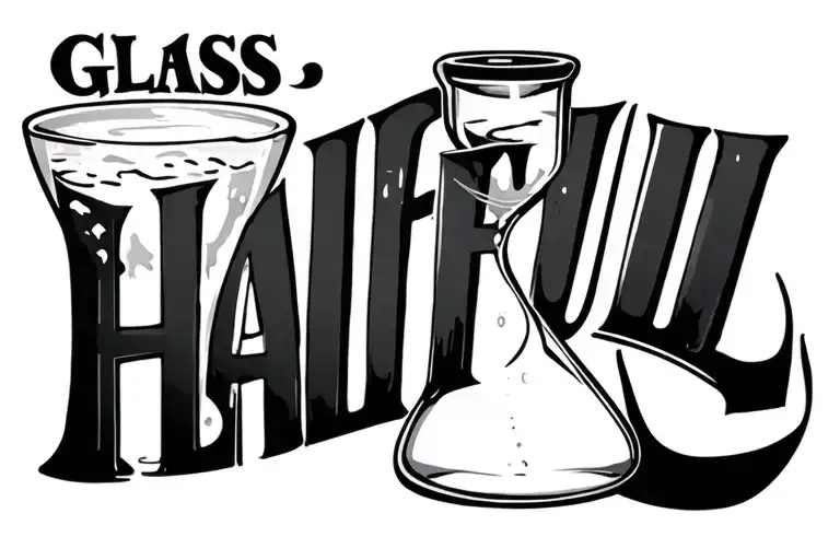 "GLASS HALF FULL " hour glass tattoo design idea